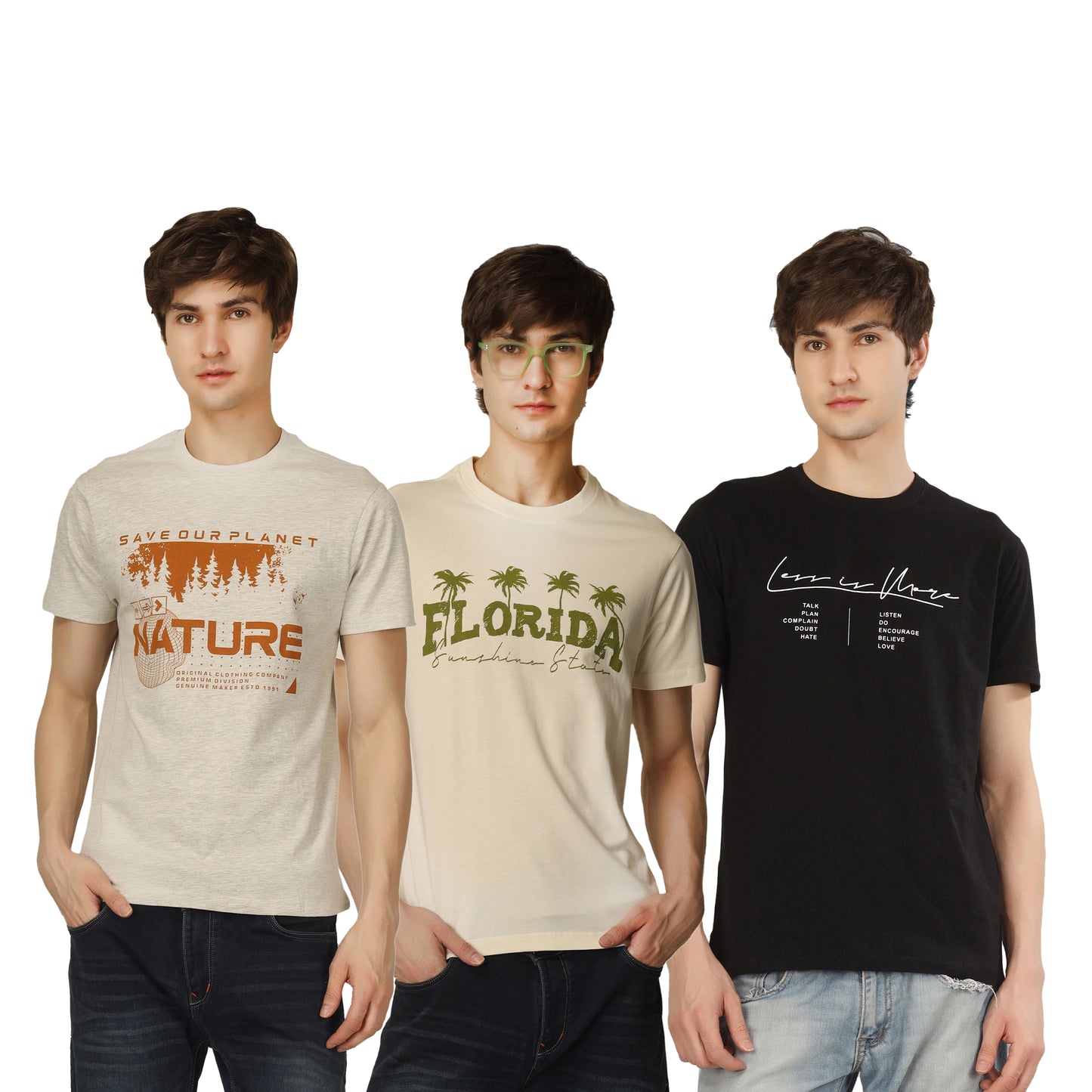 Combo 5 - Basic Round Neck Regular Mens T-Shirt
