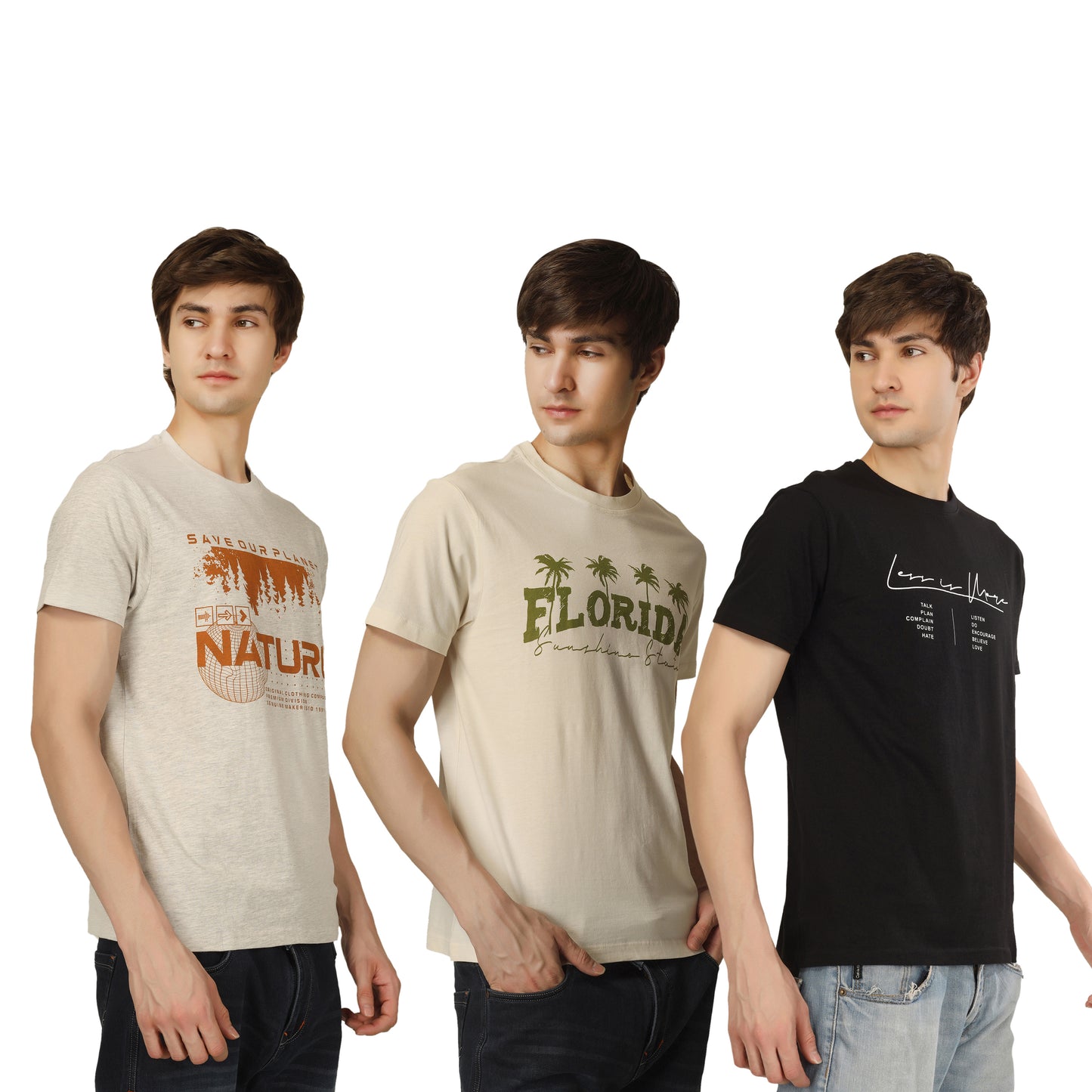 Combo 5 - Basic Round Neck Regular Mens T-Shirt