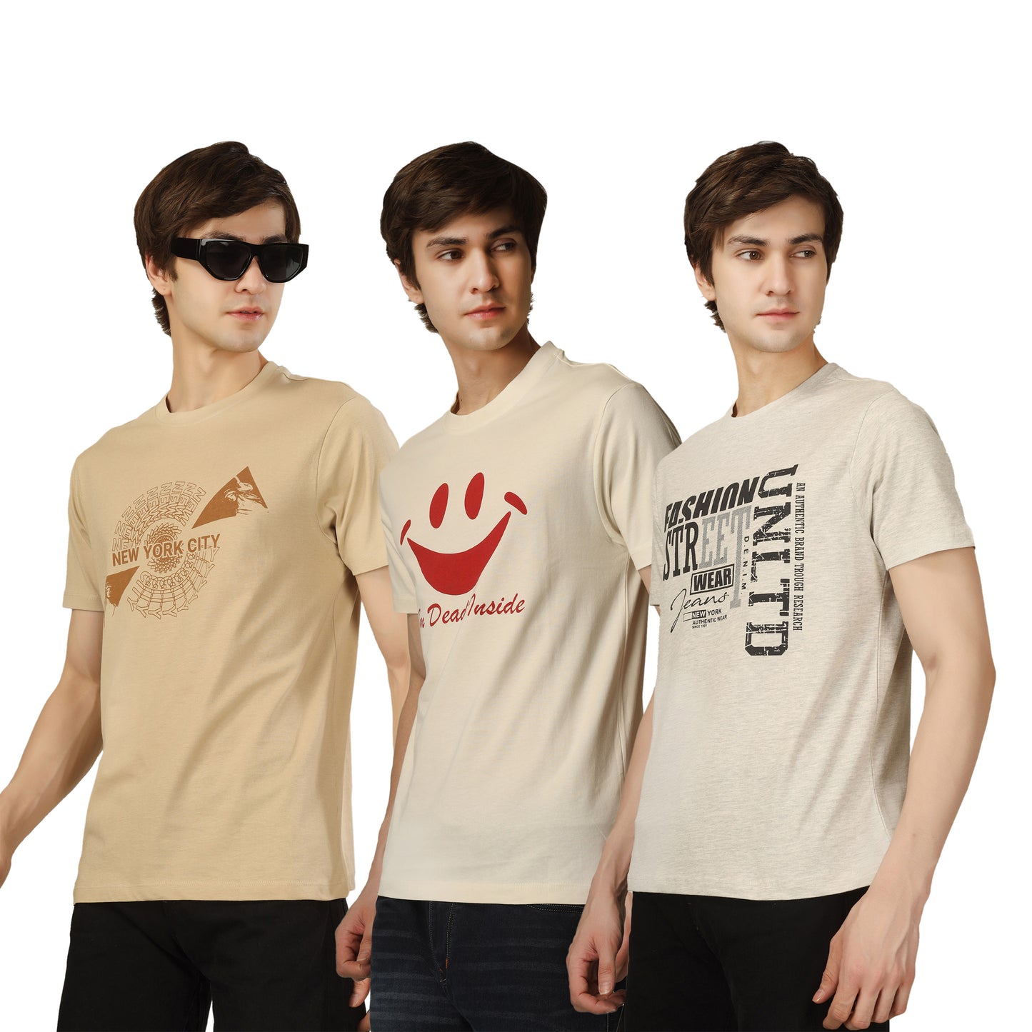 Combo 3 - Basic Round Neck Regular Mens T-Shirt