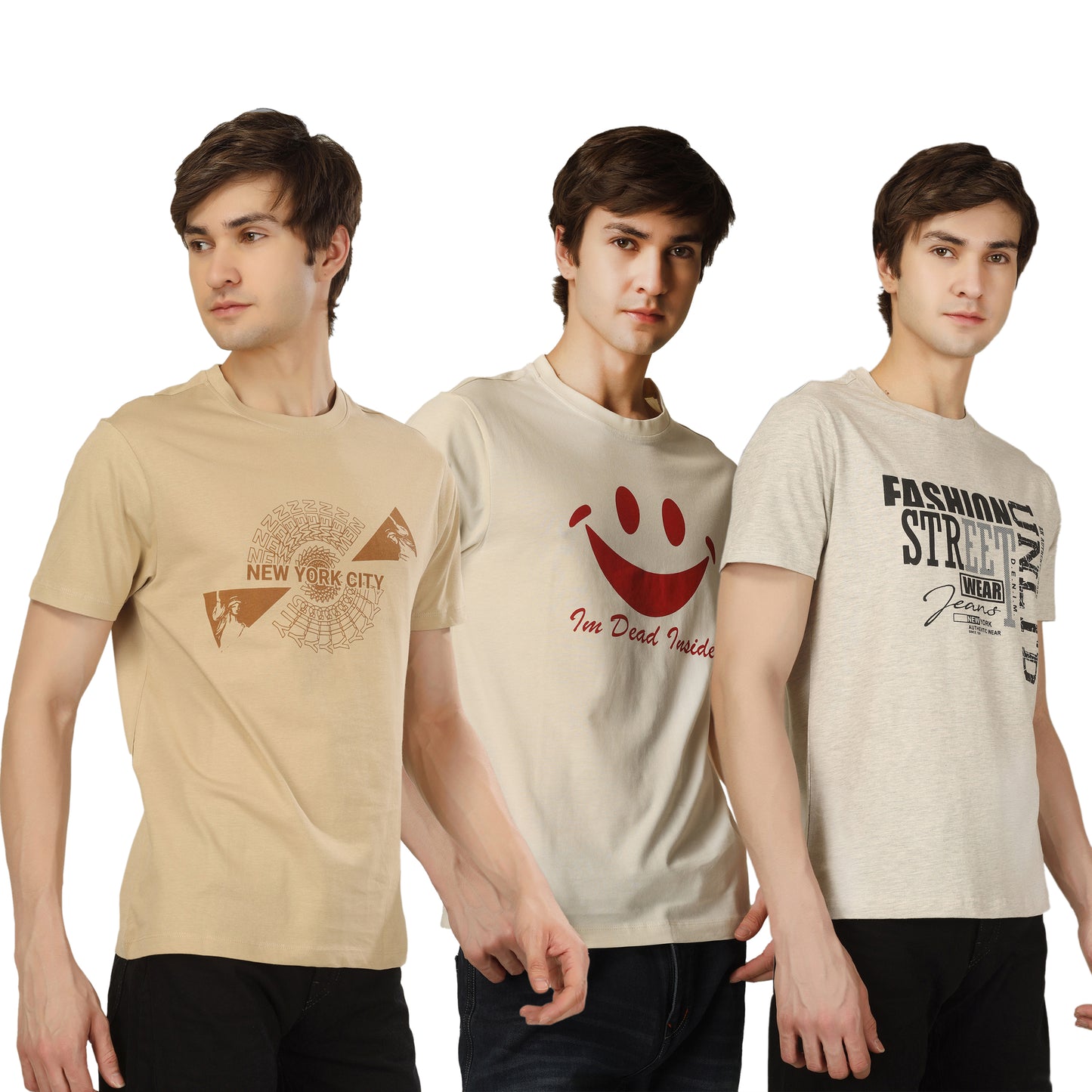 Combo 3 - Basic Round Neck Regular Mens T-Shirt